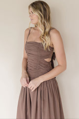 Calle Ruched Drop Waist Midi Dress