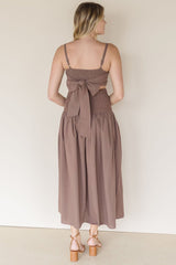 Calle Ruched Drop Waist Midi Dress