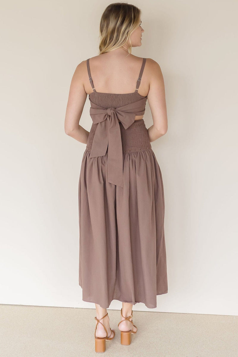 Calle Ruched Drop Waist Midi Dress