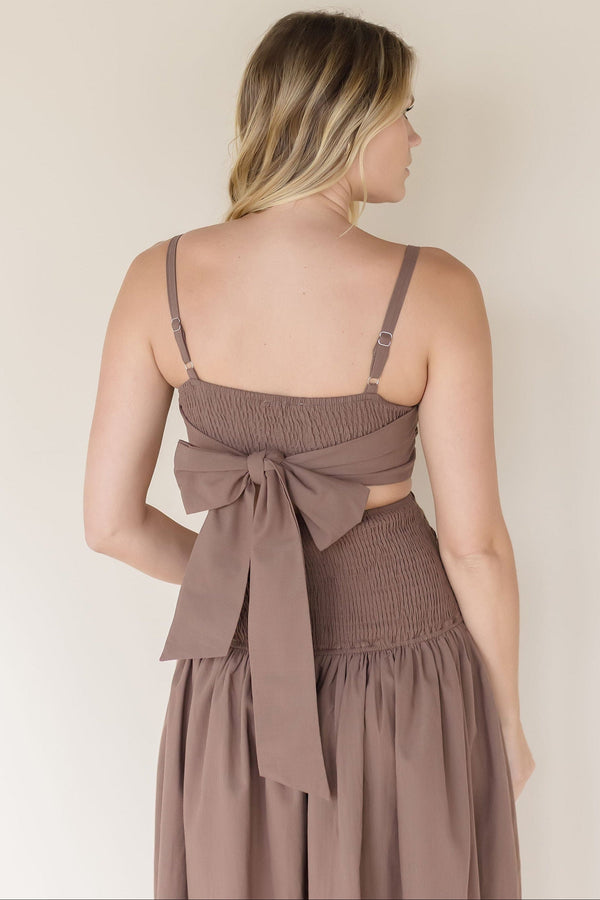 Calle Ruched Drop Waist Midi Dress
