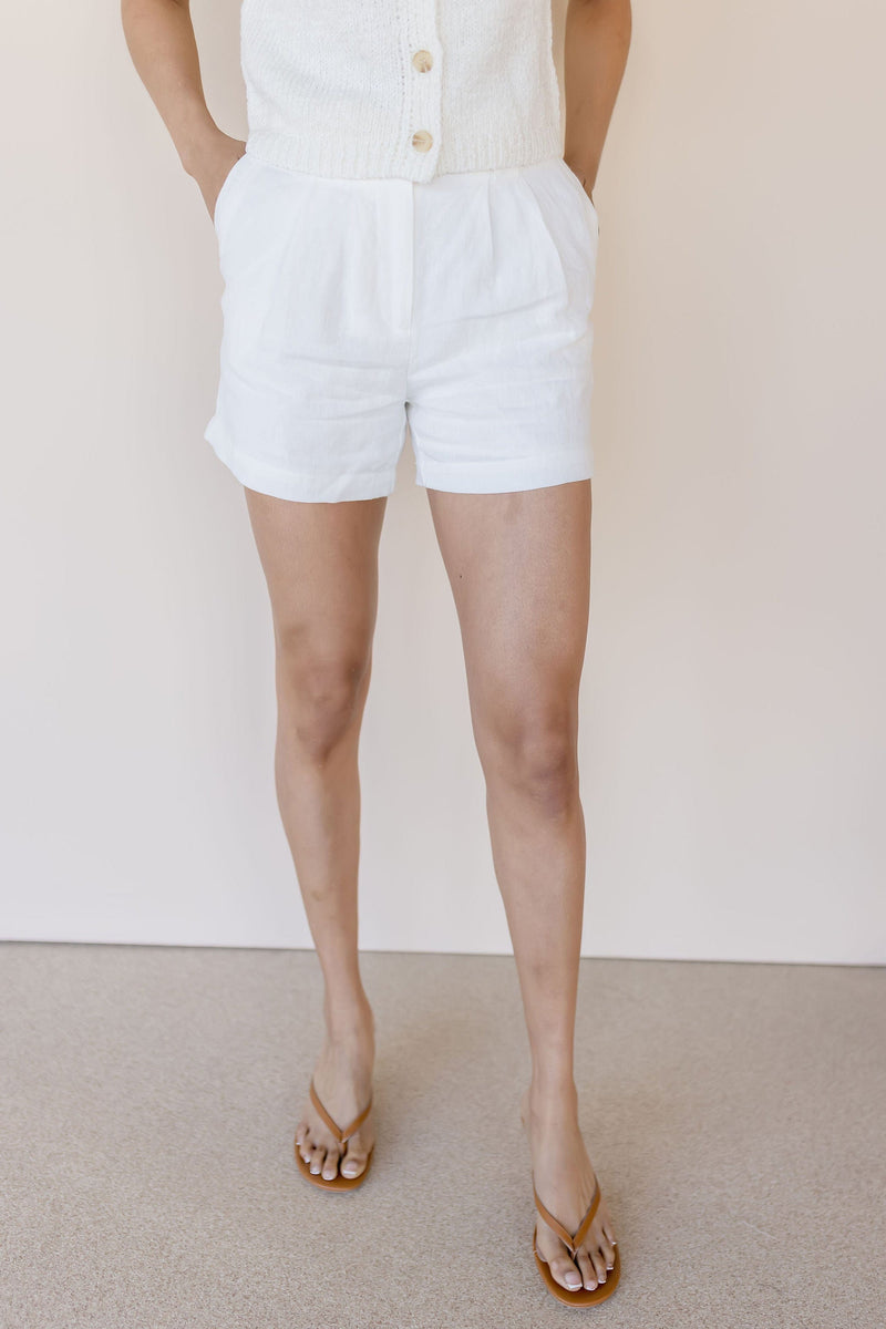 Madison Pleated Linen Short