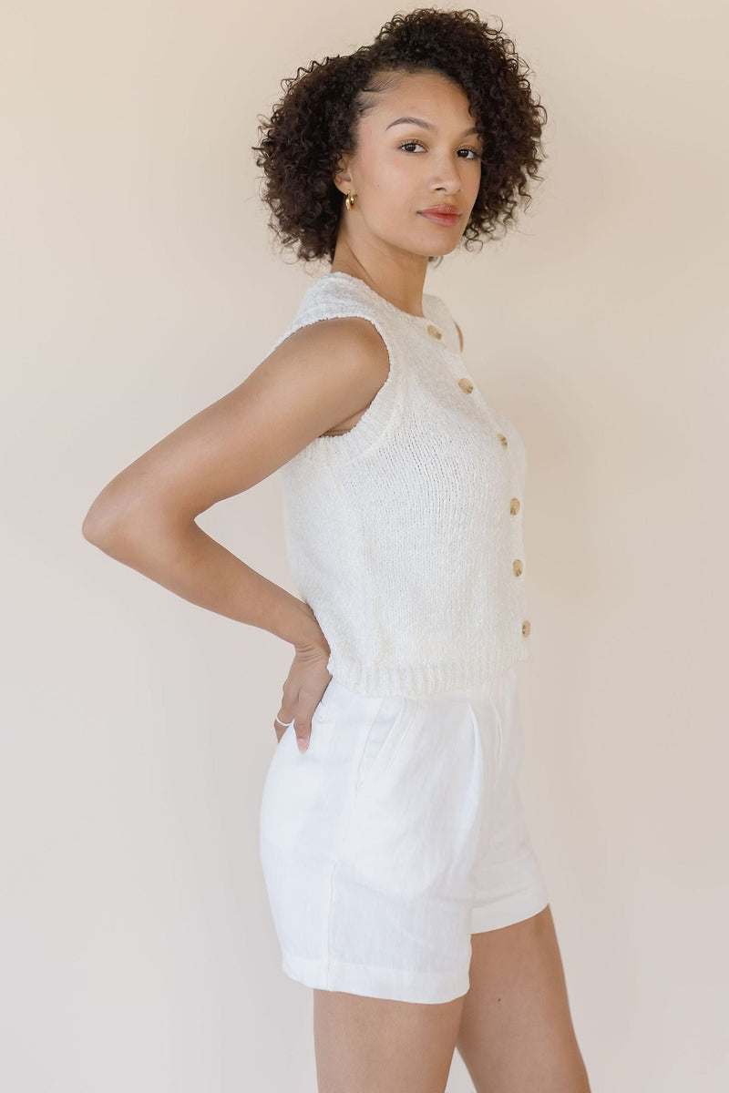 Madison Pleated Linen Short