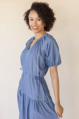 Cassie Puffed Sleeve Midi Dress