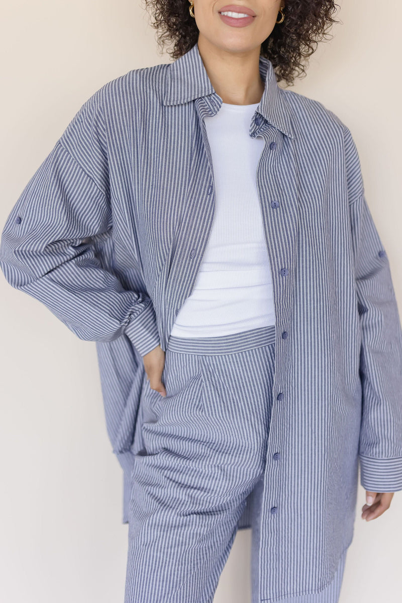 Blaine Striped Long Sleeve Button Up Shirt