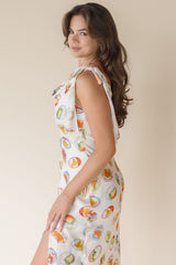 Allexina Satin Cowl Neck Midi Dress