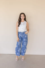 Good Luck Printed Barrel Jeans