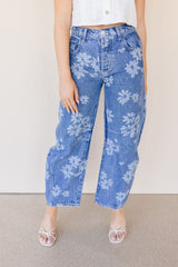 Good Luck Printed Barrel Jeans