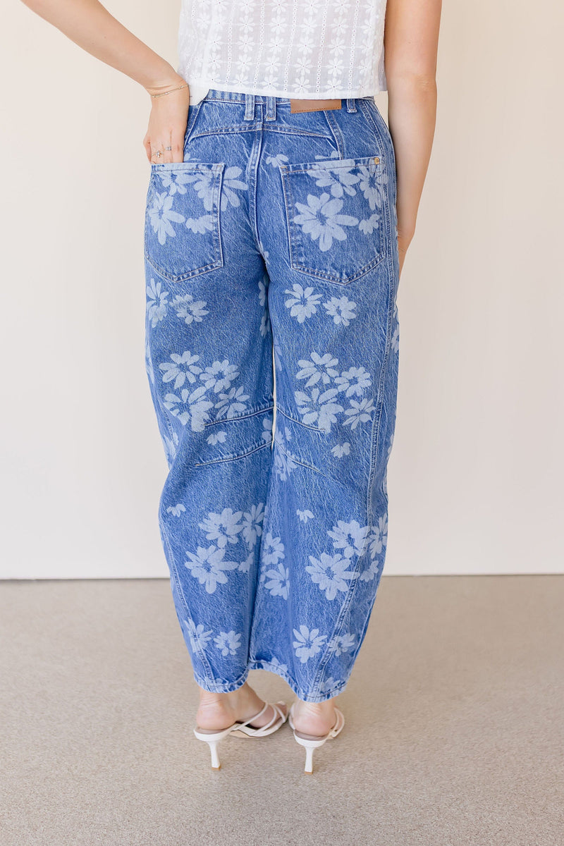 Good Luck Printed Barrel Jeans