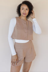 Dara Linen Square Neck Vest