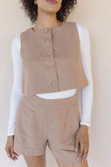 Dara Linen Square Neck Vest