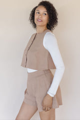Dara Linen Square Neck Vest