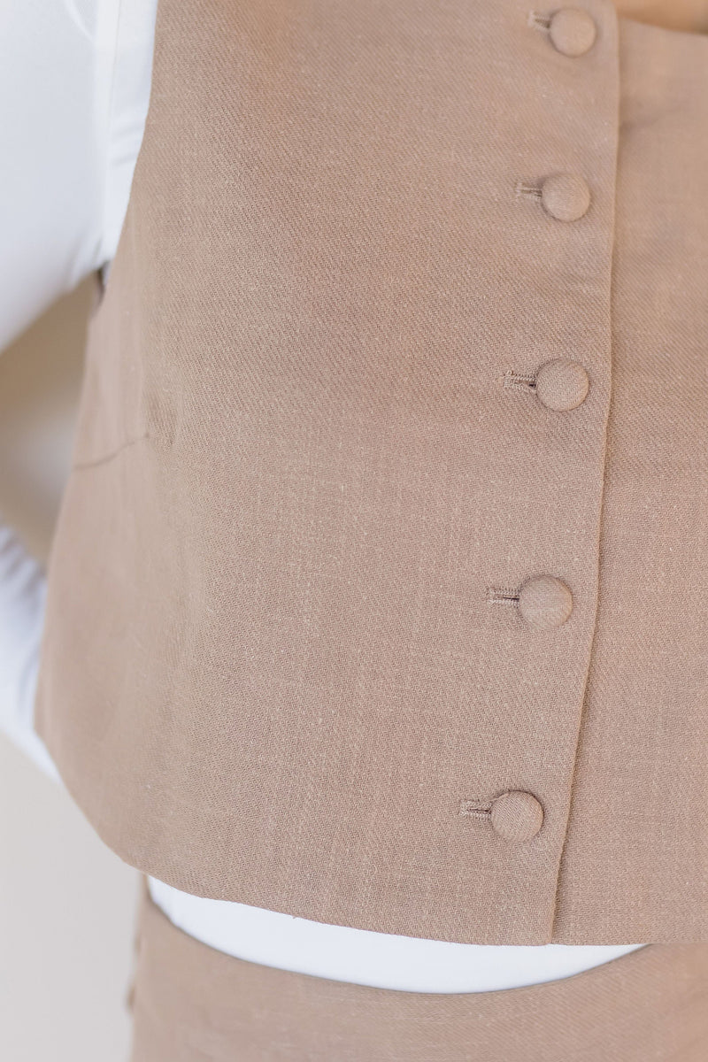 Dara Linen Square Neck Vest
