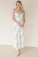 Wild Fern Floral Front Tie Midi Dress